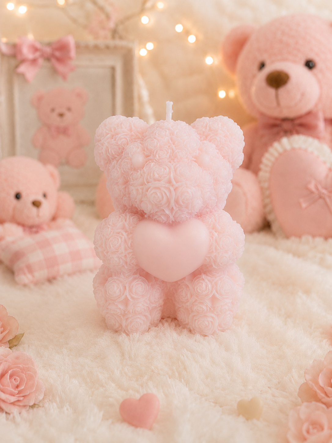 Bougie Moulée Petit Ourson Cœur